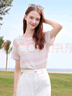 百圖betu女裝2025夏季新款暈染彩虹條印花正肩圓領(lǐng)短袖T恤女2504T14 彩條紋 M 曬單實拍圖