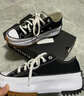 匡威（Converse）官方 Run Star Hike低幫帆布流星厚底鞋黑色168816C 黑色/168816C 37 曬單實拍圖