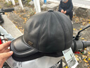 JEEP SPIRIT羊皮毛一體棒球帽冬季男士中老年人防寒護耳真皮父親帽戶(hù)外羊毛帽 黑色 大號（59-60cm） 曬單實(shí)拍圖