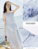 香影藍(lán)色海邊連衣裙女無(wú)袖2025夏裝新款不規(guī)則荷葉邊航海系沙灘裙 航線藍(lán) M 160/84A/95-110斤 曬單實(shí)拍圖