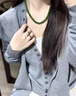 京鑒俄羅斯和田玉老料碧玉項(xiàng)鏈正陽綠玉毛衣鏈菠菜綠女款附證書 收藏級8mm無黑點(diǎn) 曬單實(shí)拍圖