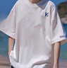 Homlean美式短袖T恤男春夏純棉圓領(lǐng)透氣舒適寬松簡(jiǎn)約上衣OM2白色M 曬單實(shí)拍圖