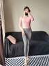 韓國時尚瑜伽服女士套裝長袖短款緊身衣運動速干普拉提訓練服健身 玫粉色 【可拆卸胸墊】 S 曬單實拍圖