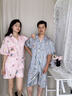 奧美詩嘉 O＇MESIK蠟筆小新情侶睡衣女款冰絲涼感卡通短袖一男一女家居服套裝可外穿 女粉#男灰 情侶請拍2套噢 2XL 男XXL 曬單實(shí)拍圖