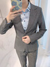 晨芙商務(wù)小西裝外套女氣質(zhì)職業(yè)套裝白領(lǐng)西服通勤OL前臺經(jīng)理正裝工作服 灰色西裝+西褲 L 建議100-110斤 曬單實(shí)拍圖