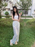 建功闊腿褲垂感休閑褲女夏季薄款褲子女裝2025年新款寬松慵懶西裝褲子 【鏤空闊腿褲】 輕薄透氣丨帶內(nèi)襯 XL （建議126-140斤） 曬單實(shí)拍圖