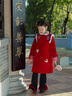 NACJOM【進(jìn)口法國童裝奢品】女童蝴蝶刺繡中式旗袍拜年服冬季兒童發(fā)夾棉 紅色 M 140cm 曬單實(shí)拍圖