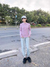 陶芙（taofu）防曬運動(dòng)服套裝女夏季專(zhuān)業(yè)健身速干皮膚衣戶(hù)外公路自行車(chē)騎行裝備 粉紫色兩件套（灰褲） S 曬單實(shí)拍圖