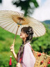油紙傘古風(fēng)舞蹈次日達防水擋雨竹傘道具綢布中式旗袍拍照國風(fēng)古韻 70cm+手柄小流蘇 22骨 曬單實(shí)拍圖