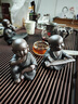 陶云尚黑金砂紫砂小和尚茶寵擺件精品手工可養茶盤(pán)茶玩茶道配件茶桌擺件 書(shū)香 黑金砂小和尚 曬單實(shí)拍圖