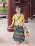 G.DUCKKIDS女童夏裝套裝兒童漢服少數民族風(fēng)服裝女寶寶傣族服飾舞蹈表演出服 黃色兩件套 110 曬單實(shí)拍圖