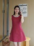 蔻伊婭（Kouyiya）品牌女裝新品小香風(fēng)連衣裙女夏2025夏季新款氣質(zhì)高級感收腰包臀 酒紅色 S 曬單實(shí)拍圖