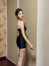 李寧（LI-NING）泳衣女連體專(zhuān)業(yè)訓練競技游泳衣保守顯瘦修身速干泡溫泉泳裝女士 黑色連體【泳帽+泳鏡三件裝】 L 曬單實(shí)拍圖