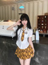 蝶嬌諾（DIEJIAONUO）連衣裙子女夏季2025新款韓系氛圍美式JK制服套裝女夏季學(xué)院風(fēng)辣妹 圖片色套裝 S 曬單實(shí)拍圖