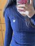 慕瑤雨藏青色V領(lǐng)麻花毛衣女春秋冬2025新款慵懶松弛感修身內搭針織衫女 藏青色 M 95-105斤 曬單實(shí)拍圖