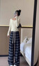 名創(chuàng  )優(yōu)品（MINISO）格子褲女2025年秋季慵懶風(fēng)休閑褲小個(gè)子設計感小眾格紋直筒闊腿褲 藏青格 M /160(體重100-115斤) 曬單實(shí)拍圖
