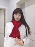 玖慕（JIUMU）純羊毛紅色圍巾女秋冬季加厚保暖圍脖本命送女生教師禮物生日禮物 車厘紅-小熊圖案 曬單實拍圖