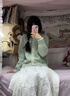 矜持范毛衣女設(shè)計感針織毛衣開衫女2025新款春季文藝復古慵懶外套上衣 綠色 M 建議90-105斤 曬單實拍圖