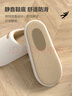 樸西秋冬室內(nèi)靜音簡約包頭拖女士居家地板室內(nèi)無聲棉布 淺米杏 38-39 曬單實(shí)拍圖
