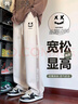 NASA BASE美式潮牌褲子男女款夏季薄款寬松運(yùn)動(dòng)直筒長(zhǎng)褲青少年小惡魔休閑褲 卡其(BA21) XL （體重130-150） 曬單實(shí)拍圖