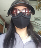 小野和子帽檐防曬面罩騎行女夏季防紫外線(xiàn)醫美防護全臉口罩 曜石黑  曬單實(shí)拍圖