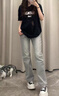 燦圖煙灰色牛仔褲男夏季新款美式復(fù)古潮流vibe褲子窄版顯瘦直筒微喇褲 煙灰色 L 曬單實(shí)拍圖