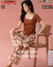 古今（GUJIN）【帶胸墊】夏季新品短袖睡衣女家居服海灘波西米亞仿棉睡褲套裝XL 曬單實(shí)拍圖