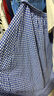 Olrain歐芮兒藍色格子設計感花包裙夏女裝半身裙高腰A字裙 藍色格子 XL 曬單實(shí)拍圖