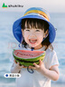 SHUKIKU兒童防曬帽防紫外線太陽帽可調(diào)節(jié)遮陽帽透氣漁夫帽 黃藍小象L碼 曬單實拍圖