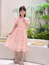 素優(yōu)米（SUYOUMI）女童連衣裙夏季2025新款兒童公主裙小女孩洋氣裙子中大童夏裝紗裙 泡泡袖連衣裙 50 建議身高40cm左右 曬單實(shí)拍圖