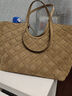 CHARLES&KEITH25秋新品仿麂皮編織大容量托特包女CK2-30701583-2 Sahara Sand沙色 L 曬單實(shí)拍圖