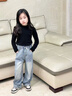 G.DUCKKIDS小黃鴨童裝女童褲子春秋2025新款兒童秋裝牛仔褲小女孩秋季直筒褲 圖片色 120 建議110-120cm6-7歲 曬單實(shí)拍圖