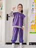 奧特曼童裝女童秋季套裝2025新款兒童衣服洋氣中大童韓版條紋馬甲三件套 紫色 120 建議110-120cm6-7歲 曬單實拍圖