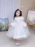 G.DUCKKIDS公主裙女童禮服春秋兒童連衣裙高端輕奢生日禮物女孩婚紗走秀衣服 米色 100 適合90-100cm年齡3-4歲 曬單實(shí)拍圖