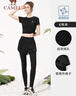 駱駝（CAMEL）速干短袖健身服女假兩件長褲子運動套裝 Y25BA4L0027 幻影黑 M 曬單實拍圖