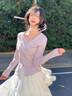 艾珠兒（Aizhuer）法式紫色長(cháng)袖連衣裙子女秋季2025新款小個(gè)子溫柔穿搭氣質(zhì)套裝長(cháng)裙 紫色上衣+白色半裙【套裝】 M 45/55kg 曬單實(shí)拍圖