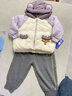 迷你巴拉冬新款男女童插肩袖連帽羽絨服寶寶厚款保暖外套 粉紫70013 90 曬單實(shí)拍圖