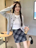 帛芮半身裙子女秋季2025新款毛呢半身裙子短款格子包臀裙短裙A字裙 曬單實(shí)拍圖