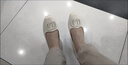 灰姑娘時(shí)尚淺口法式單鞋女2025新款軟底粗跟防滑百搭不累腳豆豆鞋 米白色 送運費險 35 標準碼 曬單實(shí)拍圖