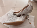達芙妮細跟高跟鞋2026春季爆款銀色水晶鞋蝴蝶結新娘婚鞋百搭小香風(fēng)單鞋 金色 39 曬單實(shí)拍圖