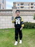 G.DUCKKIDS兒童裝男童春秋裝套裝2024新款春秋款衛衣大童男孩運動(dòng)酷帥氣春季 黑色 160cm 曬單實(shí)拍圖