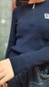 森馬（Semir）毛衣女冬季短款半開(kāi)襟刺繡修身套頭衫女生休閑簡(jiǎn)約風(fēng)顯瘦上衣 深藍80804 L 曬單實(shí)拍圖