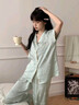 法式輕奢風(fēng)蝴蝶緞面真絲睡衣女2025春夏新款感氣質(zhì)家居服套裝 提花蝴蝶水藍色(長(cháng)袖+長(cháng)褲) XL 【120-145斤】 曬單實(shí)拍圖