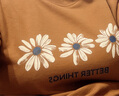 伊芙麗（eifini）伊芙麗休閑百搭太陽花設計感T恤女2025夏季新款度假氣質通勤上衣 焦糖色 M 105-115斤 曬單實拍圖