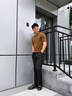 XJSGS高端品牌男士短袖羊毛衫國際奢侈精紡針織毛衣秋冬男裝內搭打底衫 高檔亮棕【現貨速達】 XL 曬單實(shí)拍圖