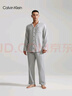 Calvin Klein內衣秋冬男士時(shí)尚休閑格紋紐扣翻領(lǐng)舒適家居長(cháng)袖睡衣NM1428O P7A-鴿子灰 M 曬單實(shí)拍圖