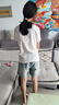 真維斯女童套裝夏季兒童短袖牛仔短褲薄款夏裝女孩可愛(ài)兩件套時(shí)尚童裝 白 冰藍(lán)蝴蝶結(jié)+淺藍(lán) 160 曬單實(shí)拍圖
