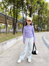 OVE女童早秋洋氣穿搭一整套2026新款女大童初中生秋裝套裝兒童運動(dòng)服 15267灰色+10153紫色 140 cm 曬單實(shí)拍圖