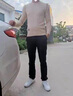 皮爾卡丹（pierre cardin）男士T恤長袖打底衫2025春季新款韓版潮流男裝秋裝小衫針織T恤衫 812駝色 XL 【適合125-140斤】 曬單實(shí)拍圖