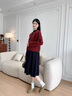 南叮雅格孕婦套裝秋冬時(shí)尚外出長(cháng)袖開(kāi)衫外套寬松遮肚針織連衣裙加厚兩件套 單件 安哥拉紅外套 M 曬單實(shí)拍圖